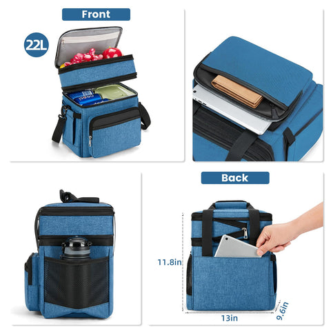 Holuxer lunch bag double-layer structure keeps contents organized for daily use