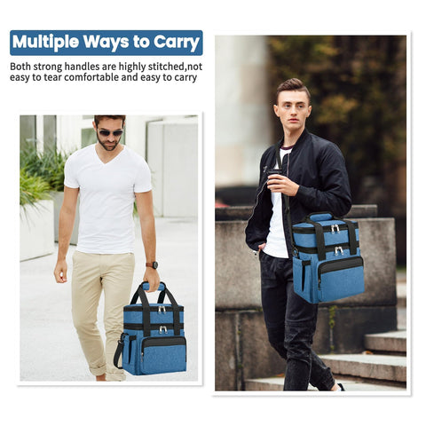 Holuxer lunch bag expandable upper compartment for extra space and flexible packing