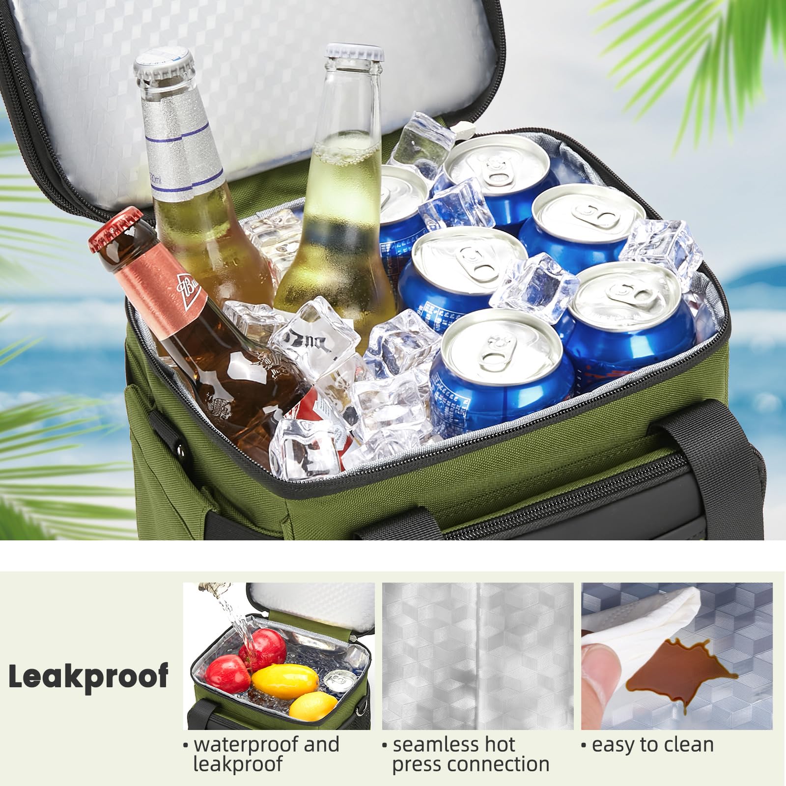 Holuxer multi-pocket side storage helps carry phone, charger, wallet and water bottle.