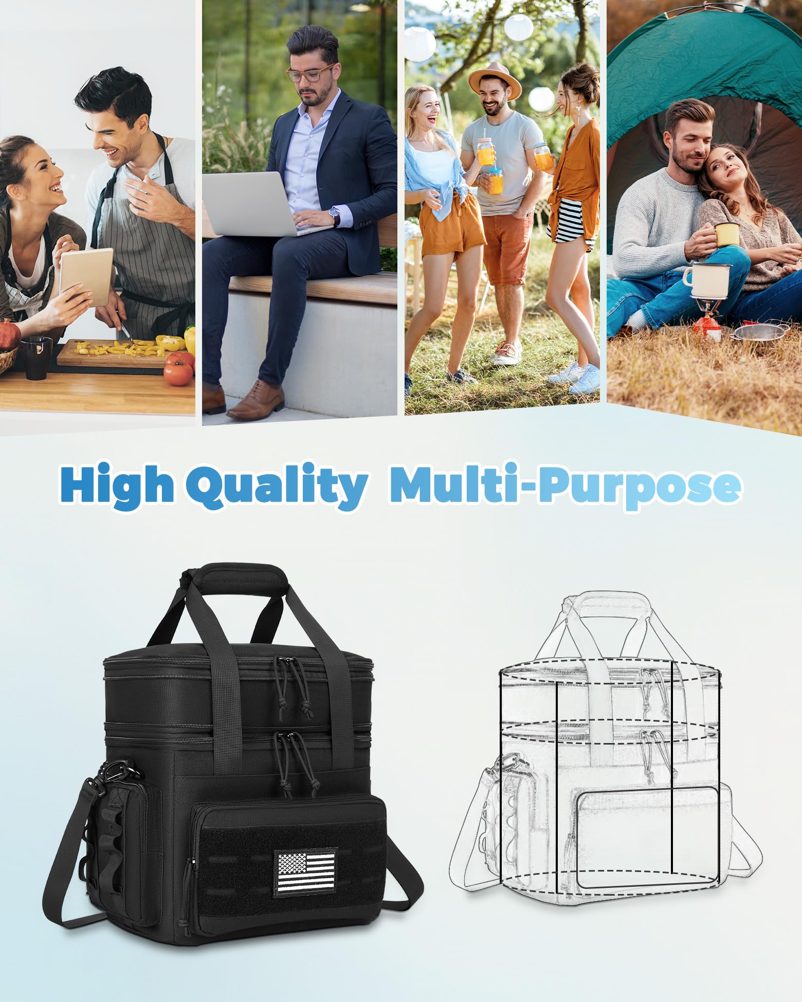 Holuxer lunch bag carrying options offer shoulder strap and grab handle for comfort