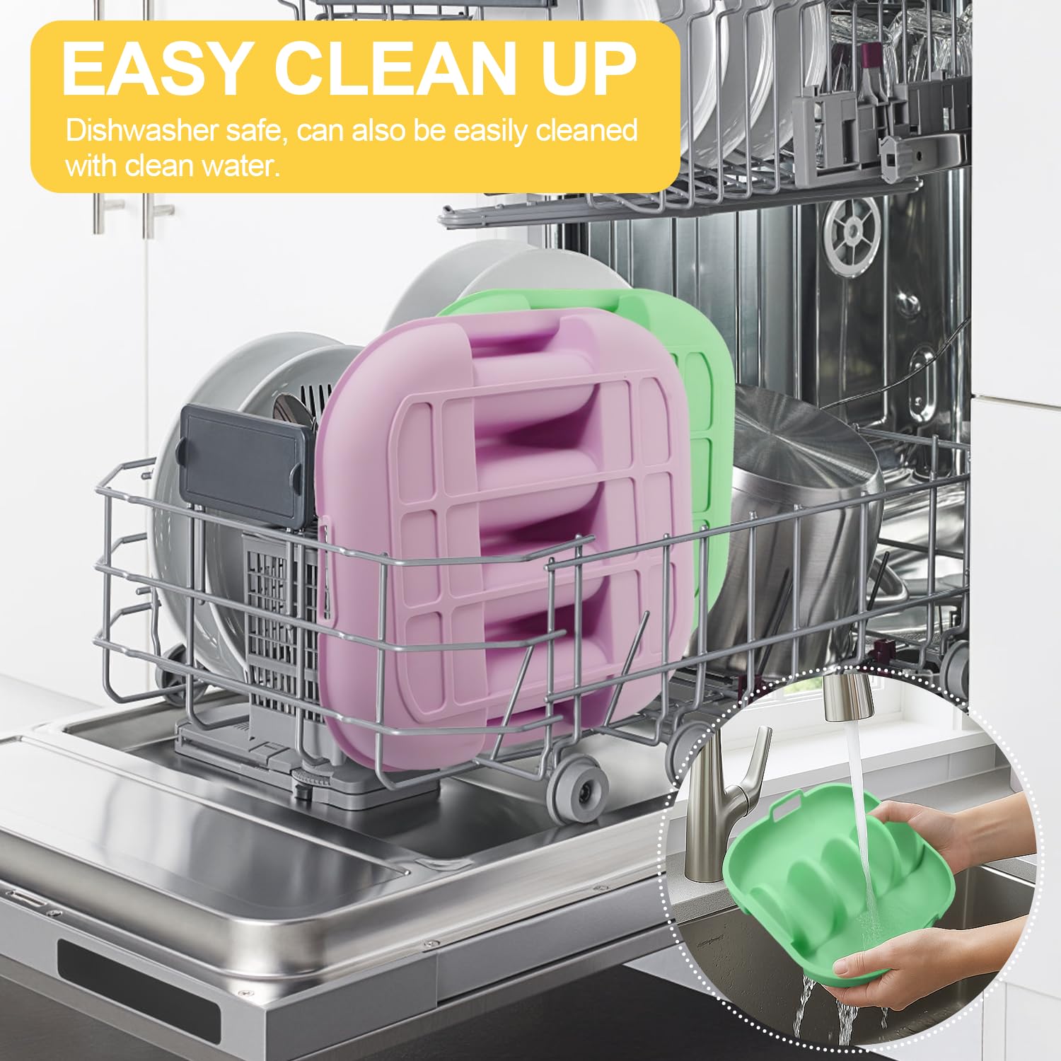 Holyenten square non-slip base prevents slides on tables for steadier meals.