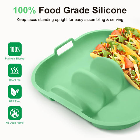 Holyenten taco tray holds tacos upright, reducing mess while filling and serving.