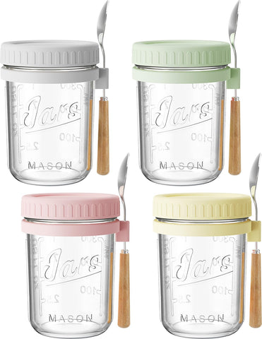 HomArtist 16oz overnight oats jar with lid showing clean, secure storage