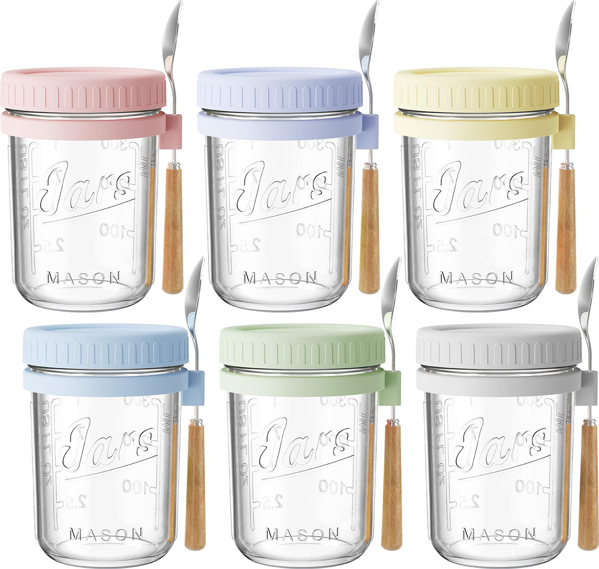 HomArtist 16oz overnight oats jar with lids, portable breakfast solution for on-the-go meals.