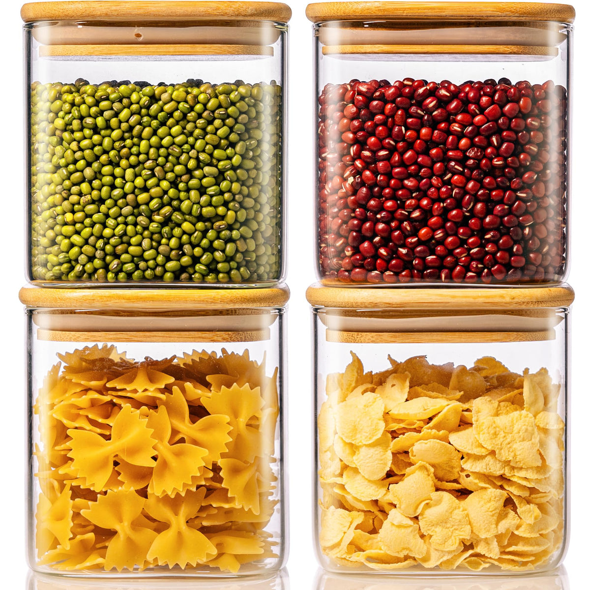 HomArtist 27oz square glass jar with bamboo lid – front view showing clarity and size