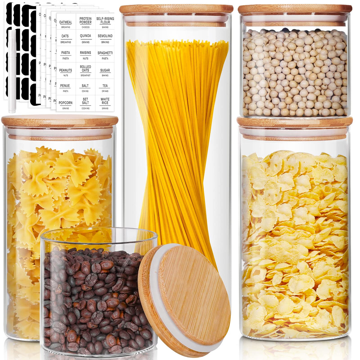 HomArtist 79oz glass jar with bamboo lid for easy pantry organization