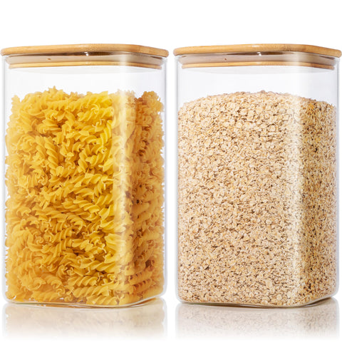 HomArtist extra-large square glass container with a 6-inch mouth for easy scooping.