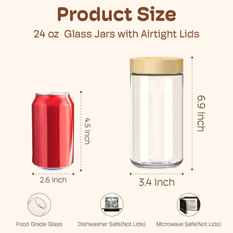 HomArtist glass jar with bamboo lid, stylish storage for fresh ingredients.