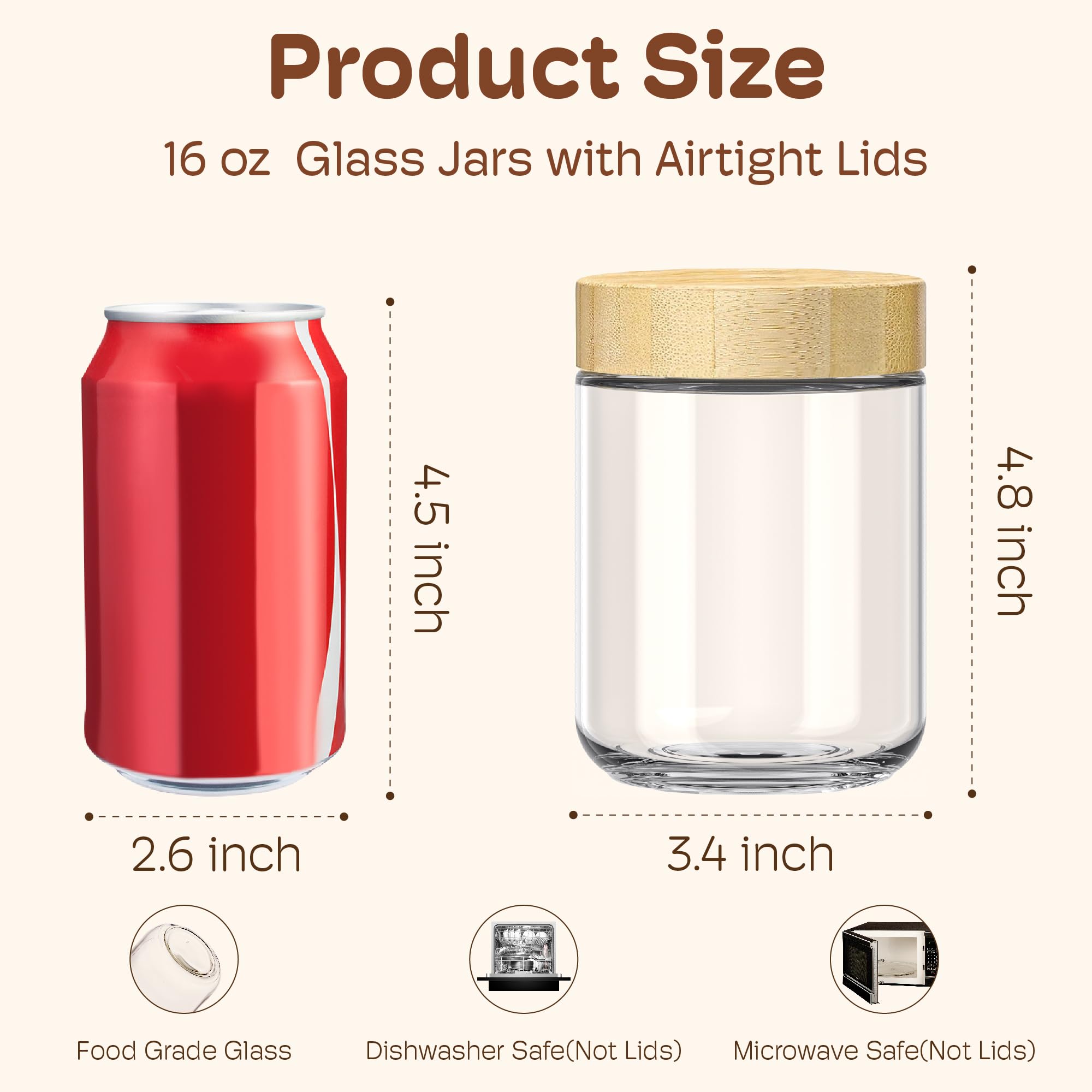 HomArtist glass jars with bamboo lids provide stylish airtight storage for fresh snacks