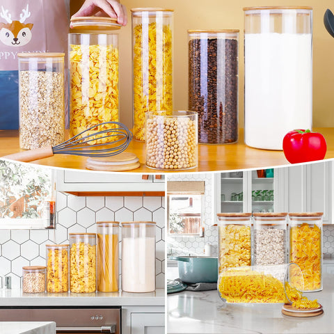 HomArtist glass jars in a boho kitchen decor setup.