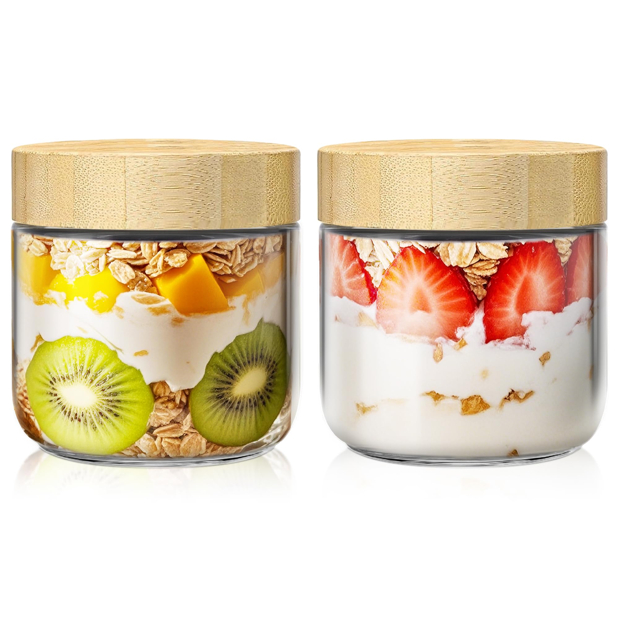 HomArtist 10oz overnight oats jar with bamboo lid for easy meal prep