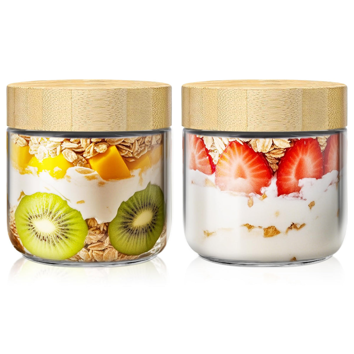 HomArtist 10oz overnight oats jar with bamboo lid for easy meal prep