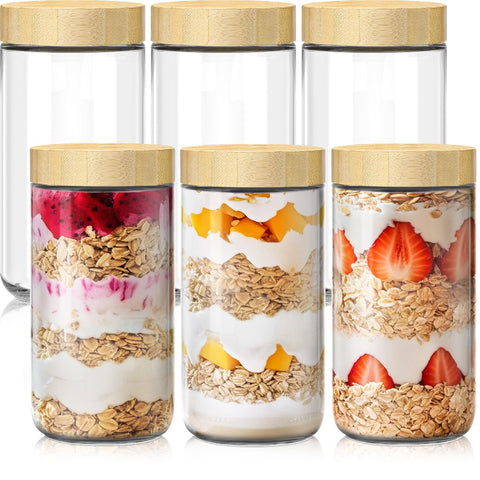 HomArtist overnight oats jar 6-pack, ideal for meal prep and grab-and-go breakfasts.
