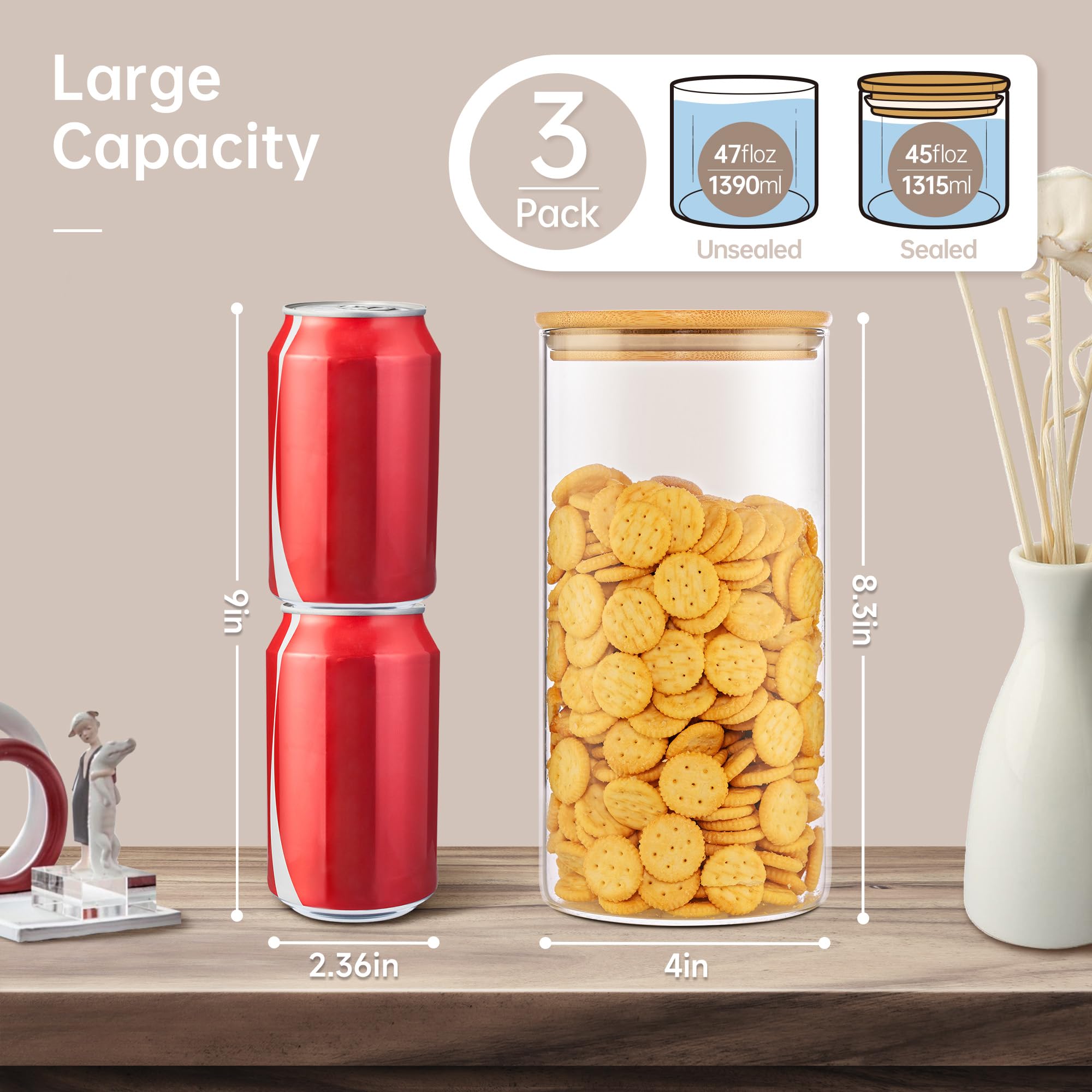 HomArtist wide mouth glass jar with airtight lid for easy filling