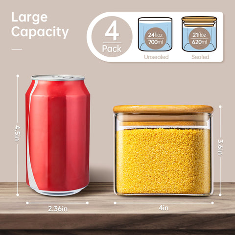 HomArtist square jar with wide mouth for easy filling and retrieval