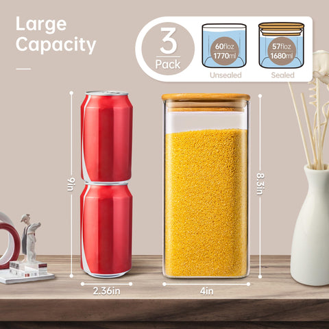 HomArtist wide-mouth square jar open for easy refilling and scooping