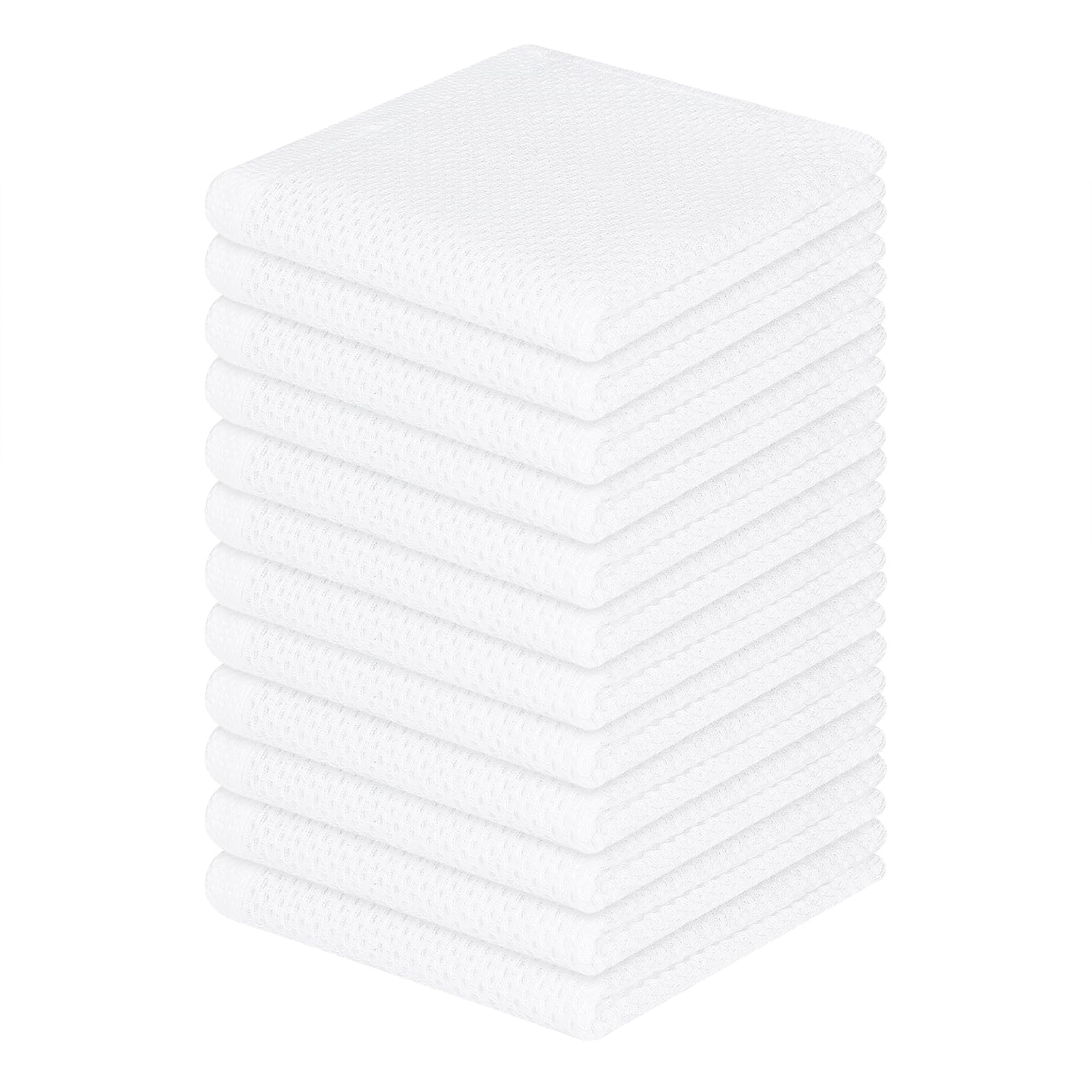 Homaxy 100% cotton waffle dishcloths in white flat lay, soft and inviting.