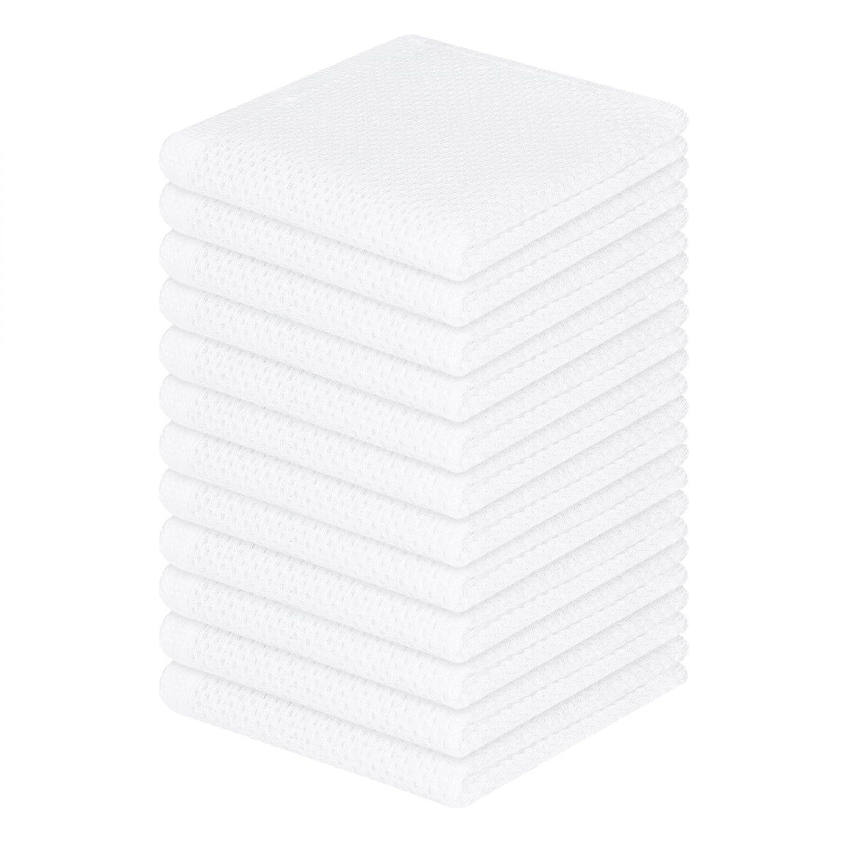 Homaxy 100% cotton waffle dishcloths in white flat lay, soft and inviting.