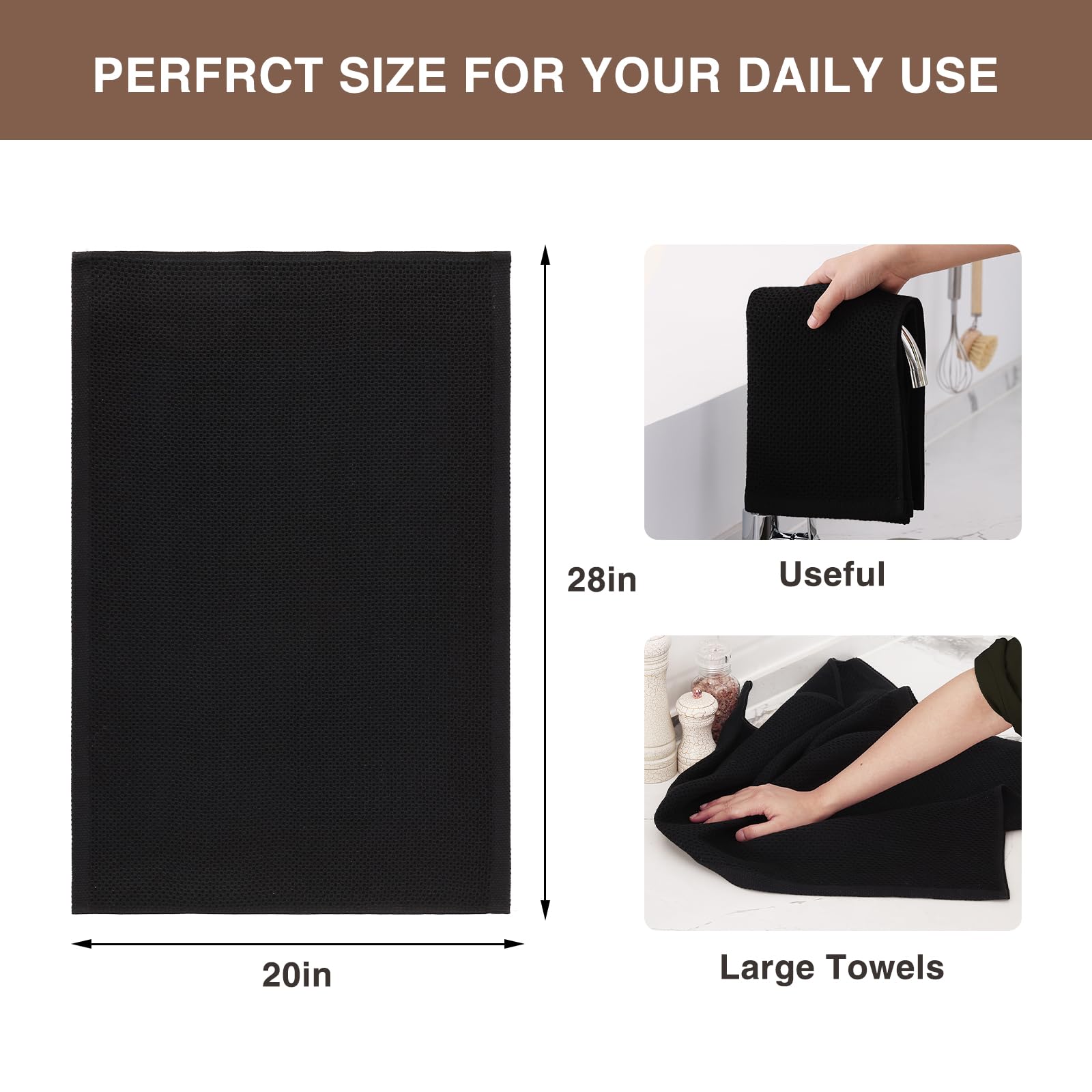 Homaxy 100% cotton towels with waffle weave feel durable and soften after washing.