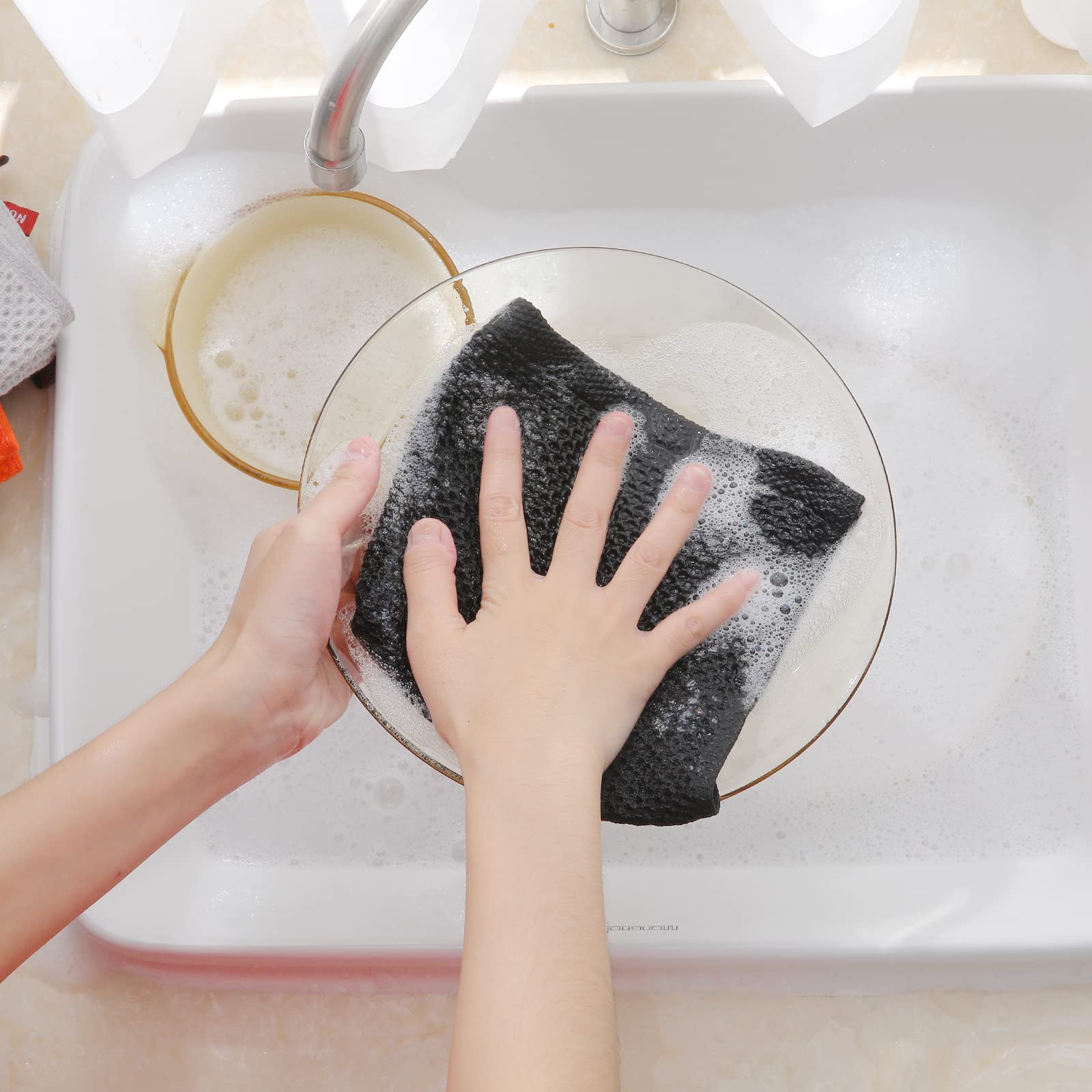 Homaxy 6-pack 12x12 black dishcloths for coordinated kitchen décor.
