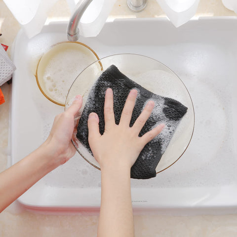 Homaxy 6-pack 12x12 black dishcloths for coordinated kitchen décor.