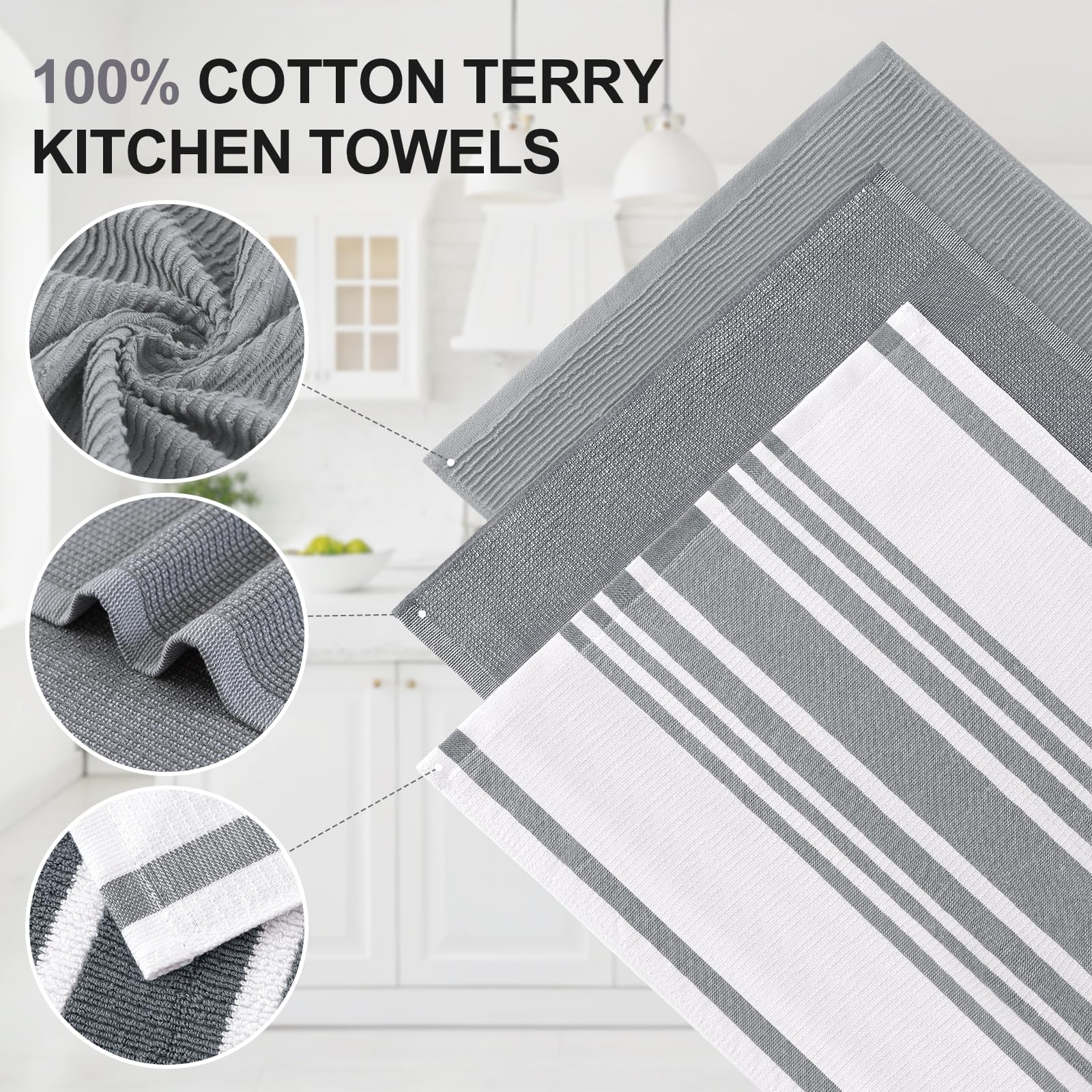 Homaxy 18x28 kitchen towels six-pack ideal for large spills and quick drying.