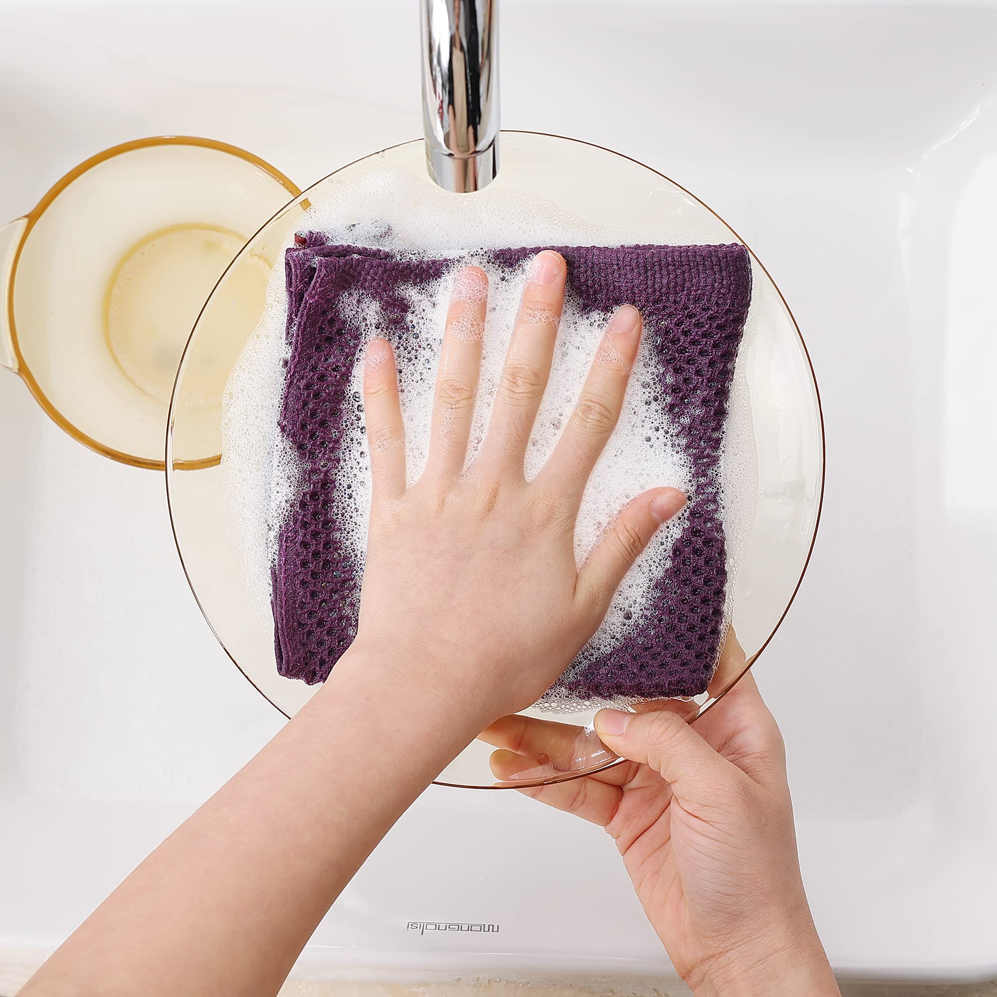 Homaxy 6-pack purple dishcloths ready for everyday kitchen tasks