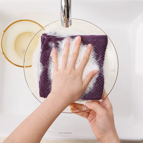 Homaxy 6-pack purple dishcloths ready for everyday kitchen tasks