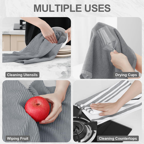 Homaxy 380gsm absorbent towel shown drying dishes efficiently.