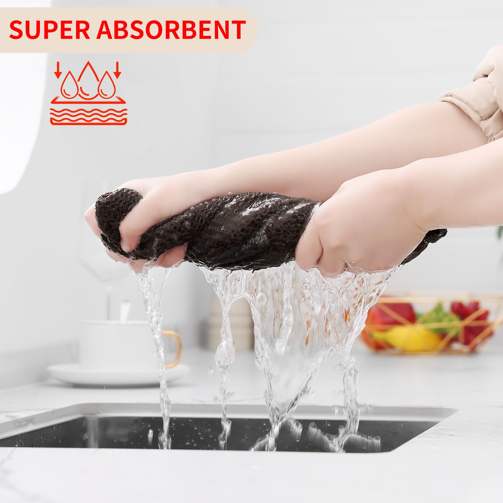 Homaxy absorbent towels for quick drying on kitchen surfaces and dishes