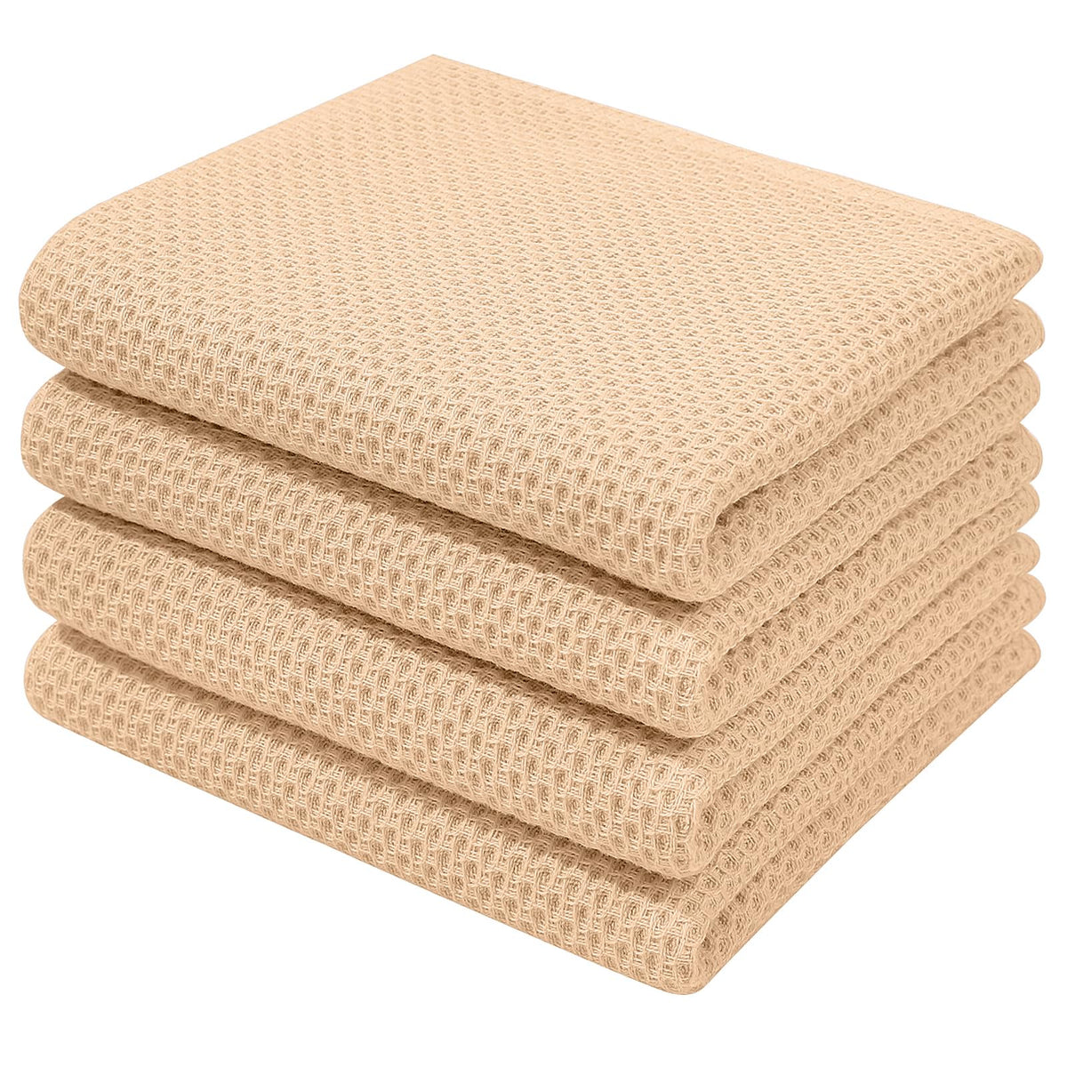 Homaxy apricot 100% cotton dish towels folded for easy storage and cozy kitchen decor.