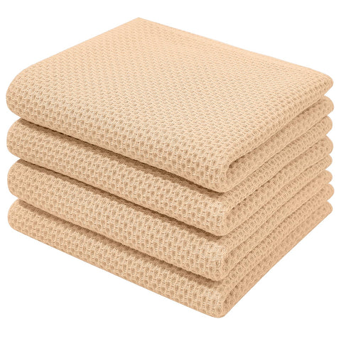 Homaxy apricot 100% cotton dish towels folded for easy storage and cozy kitchen decor.
