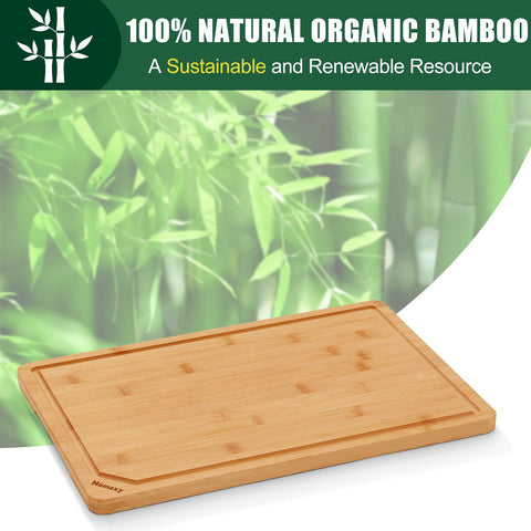 Homaxy bamboo cutting board inner handle back for easy carrying