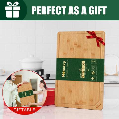 Homaxy bamboo cutting board large kitchen board fits big meals
