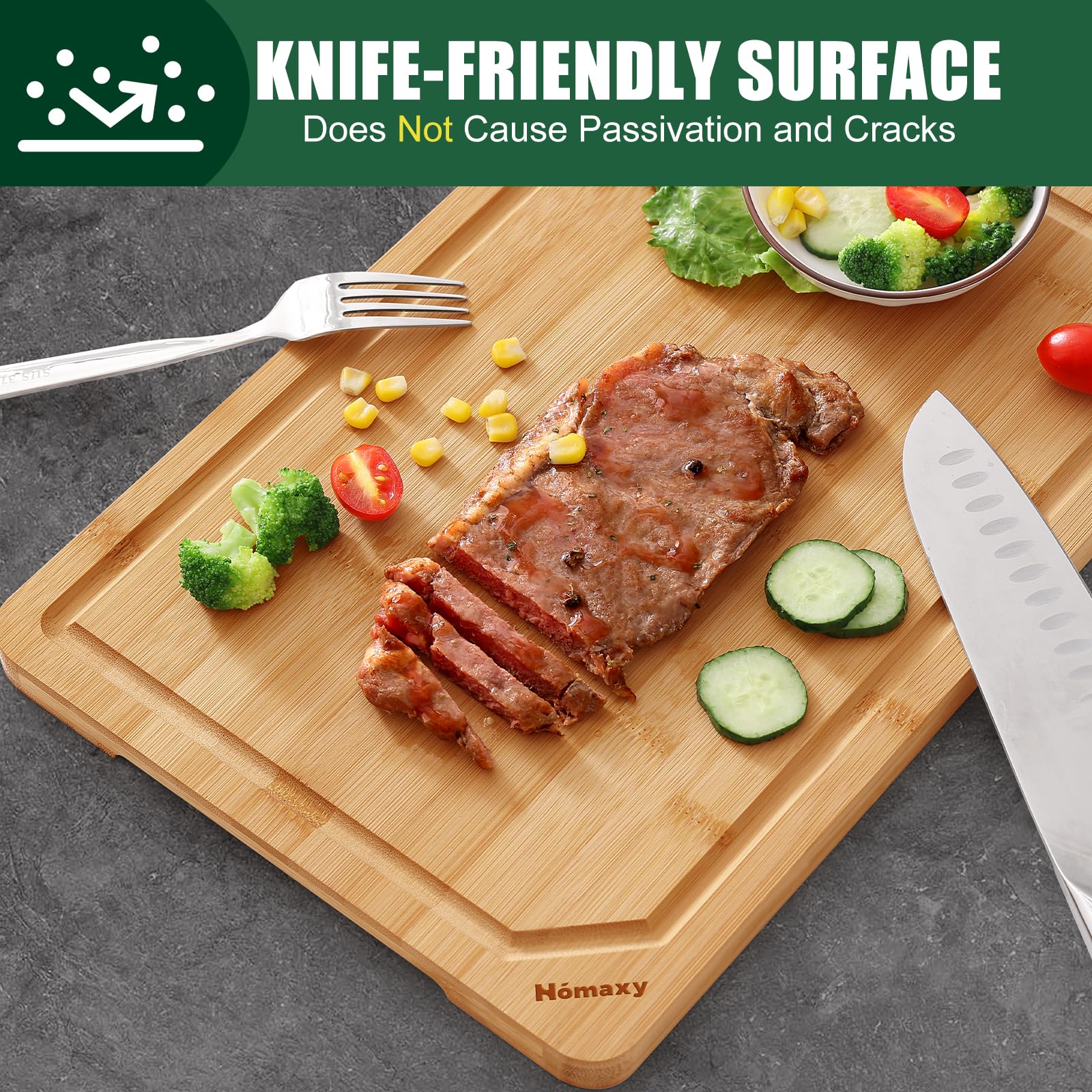 Homaxy bamboo cutting board natural texture and eco-friendly material