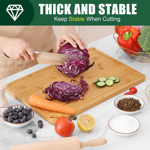 Homaxy bamboo cutting board smooth flat surface protects knives