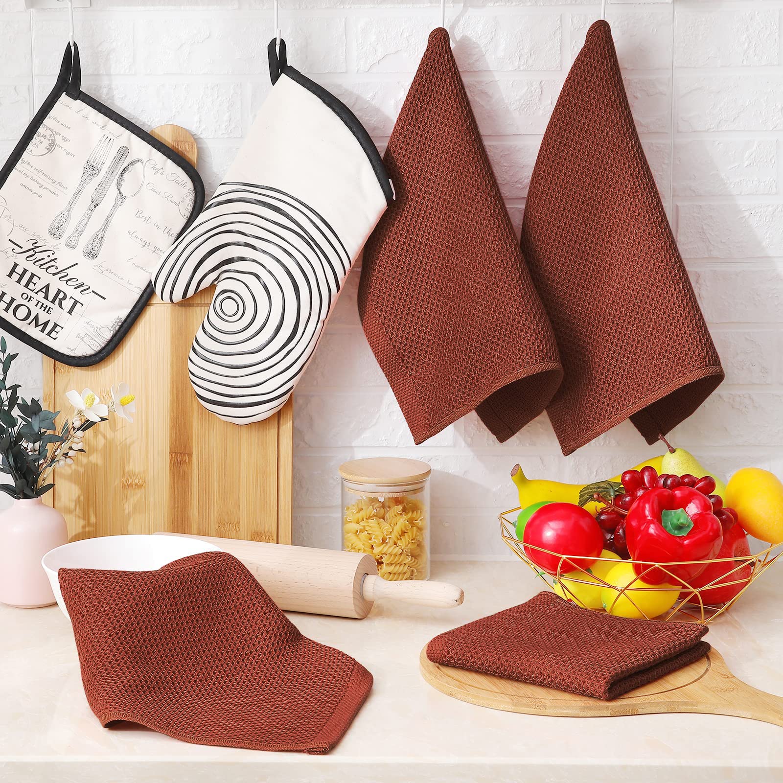 Homaxy color-pack dishcloths with six solid hues for coordinated décor