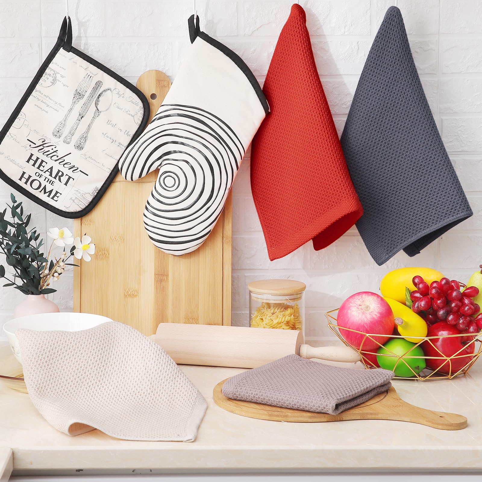 Homaxy colored dishcloths set enhances kitchen decor while handling messes