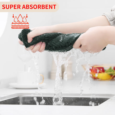 Homaxy dish towels four-pack shown in color options to coordinate kitchen decor.