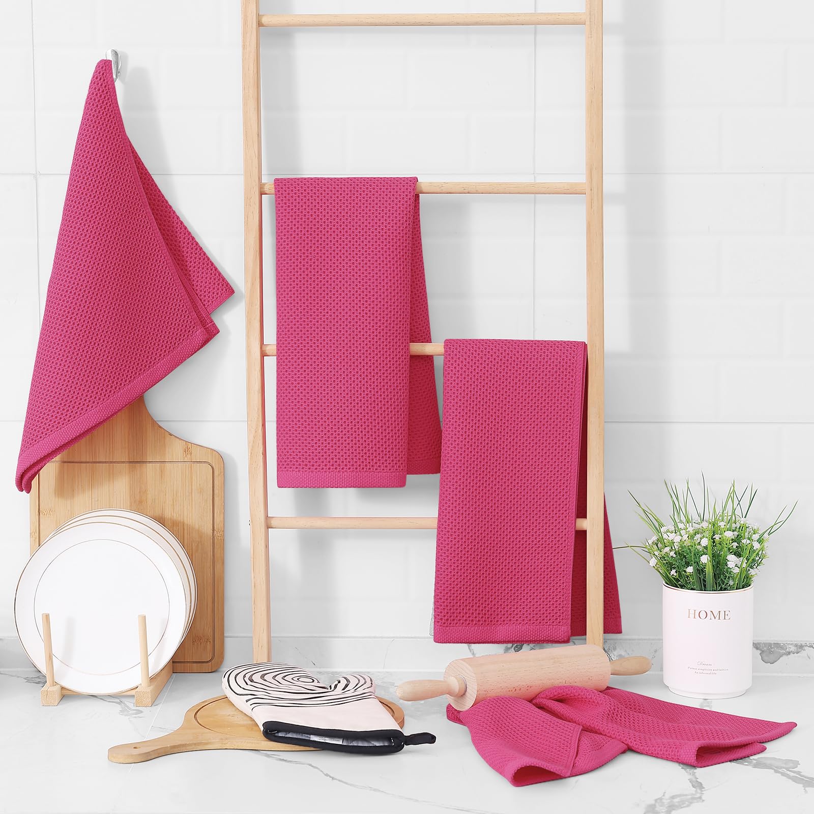 Homaxy towels soften with each wash, helping protect delicate cookware.