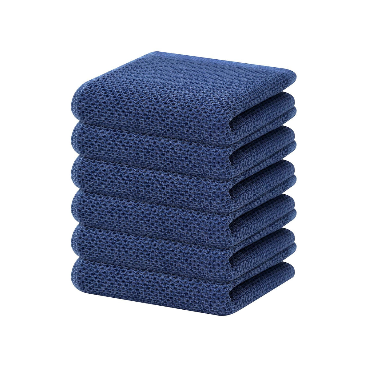 Homaxy front view navy waffle weave dish towels for daily use