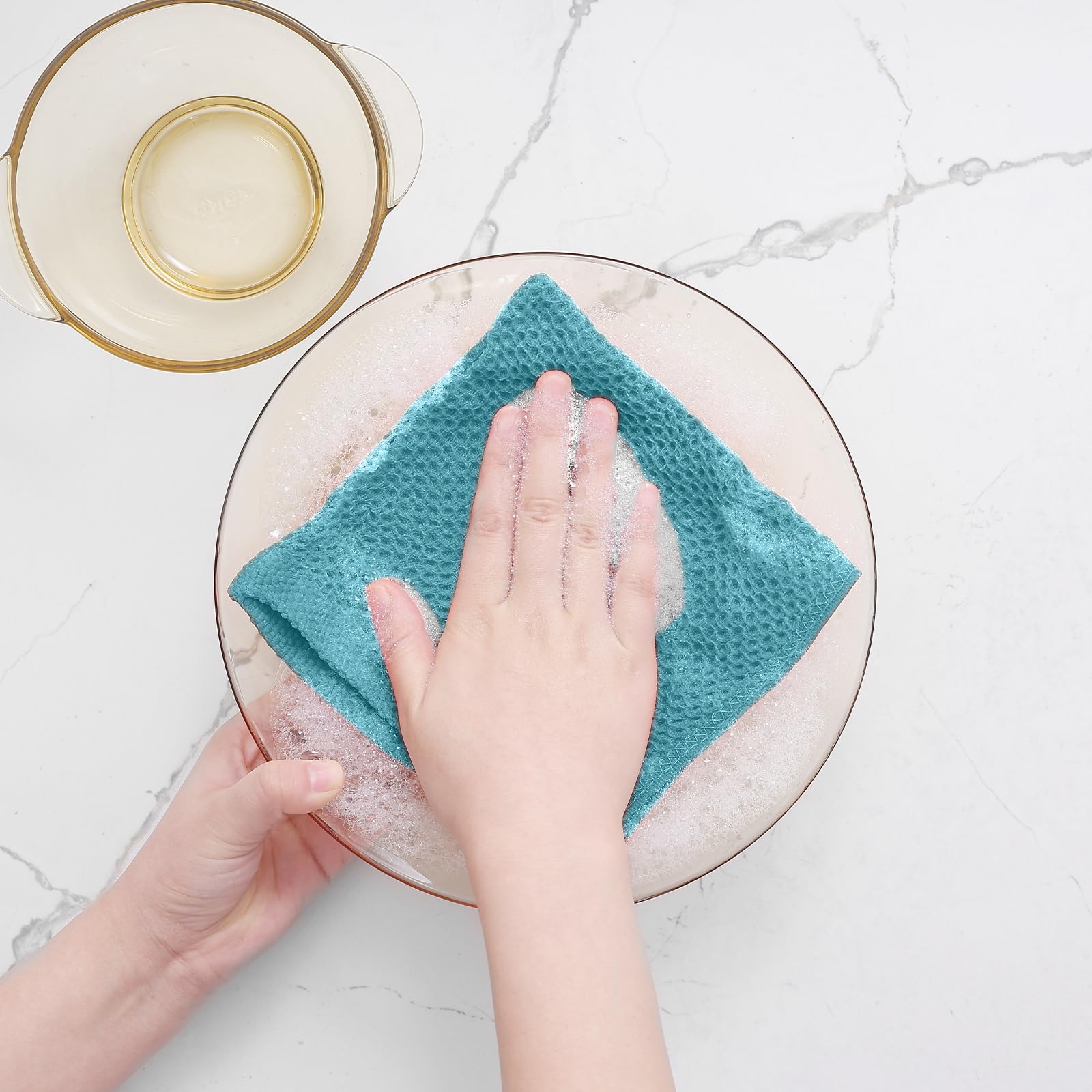 Homaxy 12x12 lake blue dishcloth adds color and practicality to any kitchen.