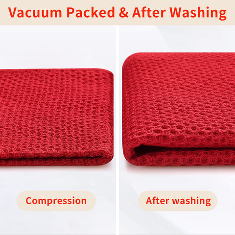 Homaxy red dishcloths in use, absorbing spills with ease