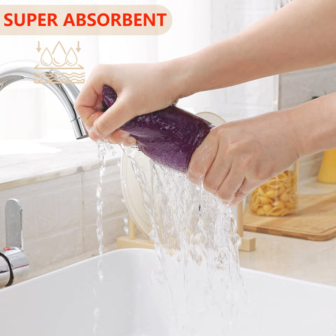 Homaxy dishcloth in action shows quick-drying performance for dishes and countertops