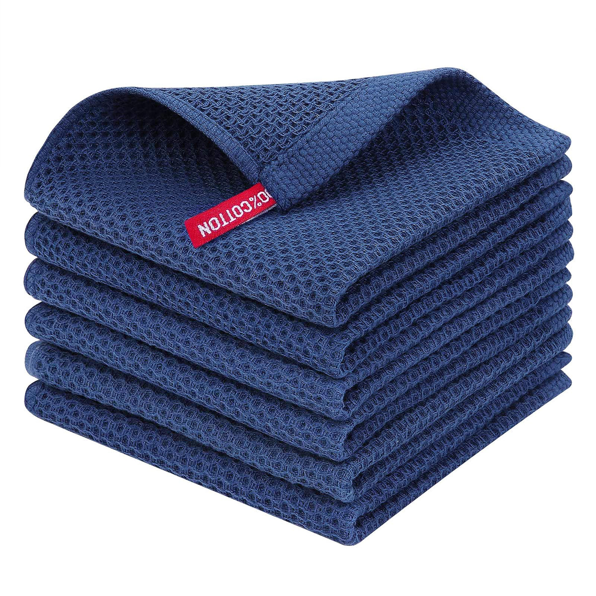 Homaxy waffle weave dishcloth front view shows soft, absorbent surface for drying dishes