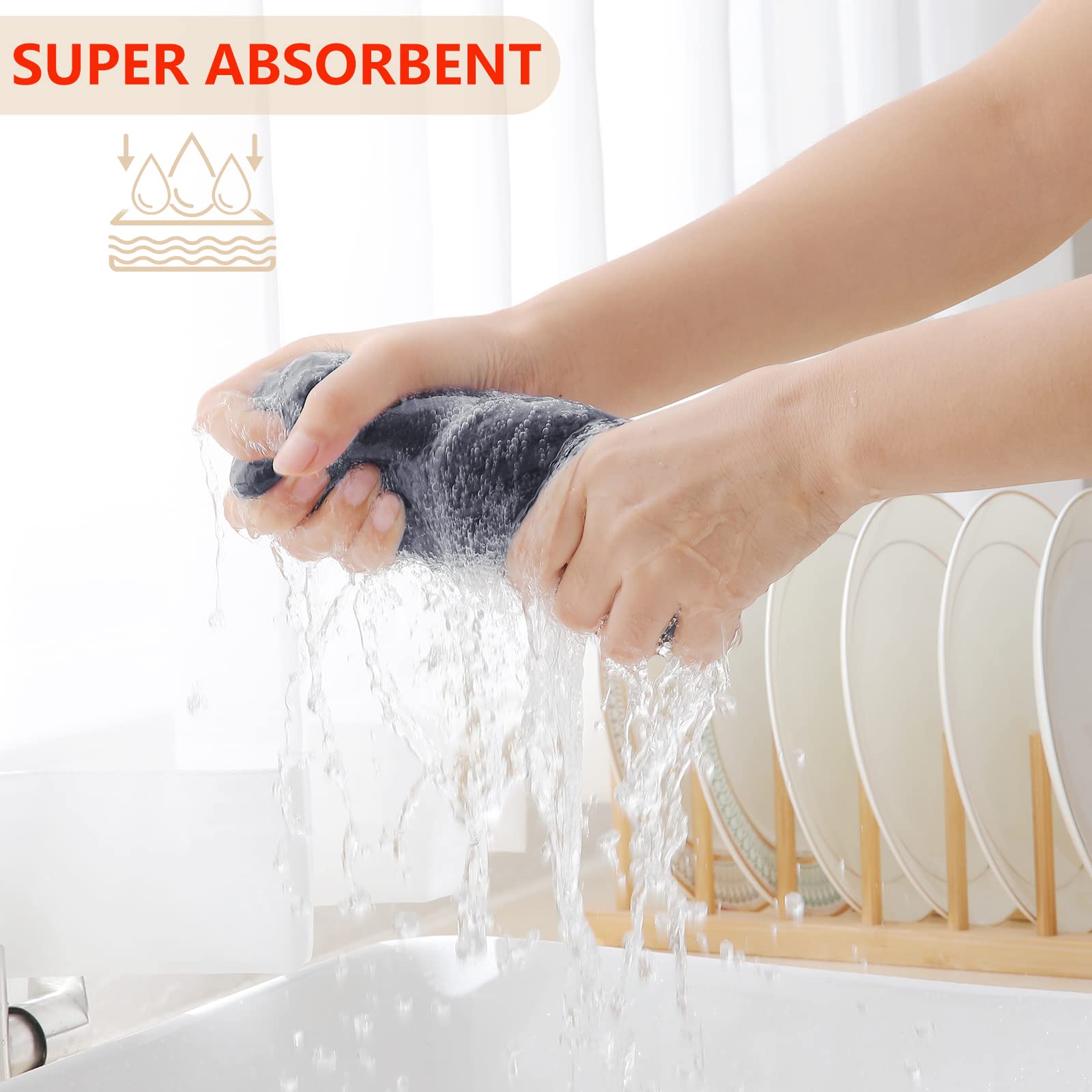 Homaxy ultra-absorbent towels quickly lift spills for a kitchen-ready surface in moments.