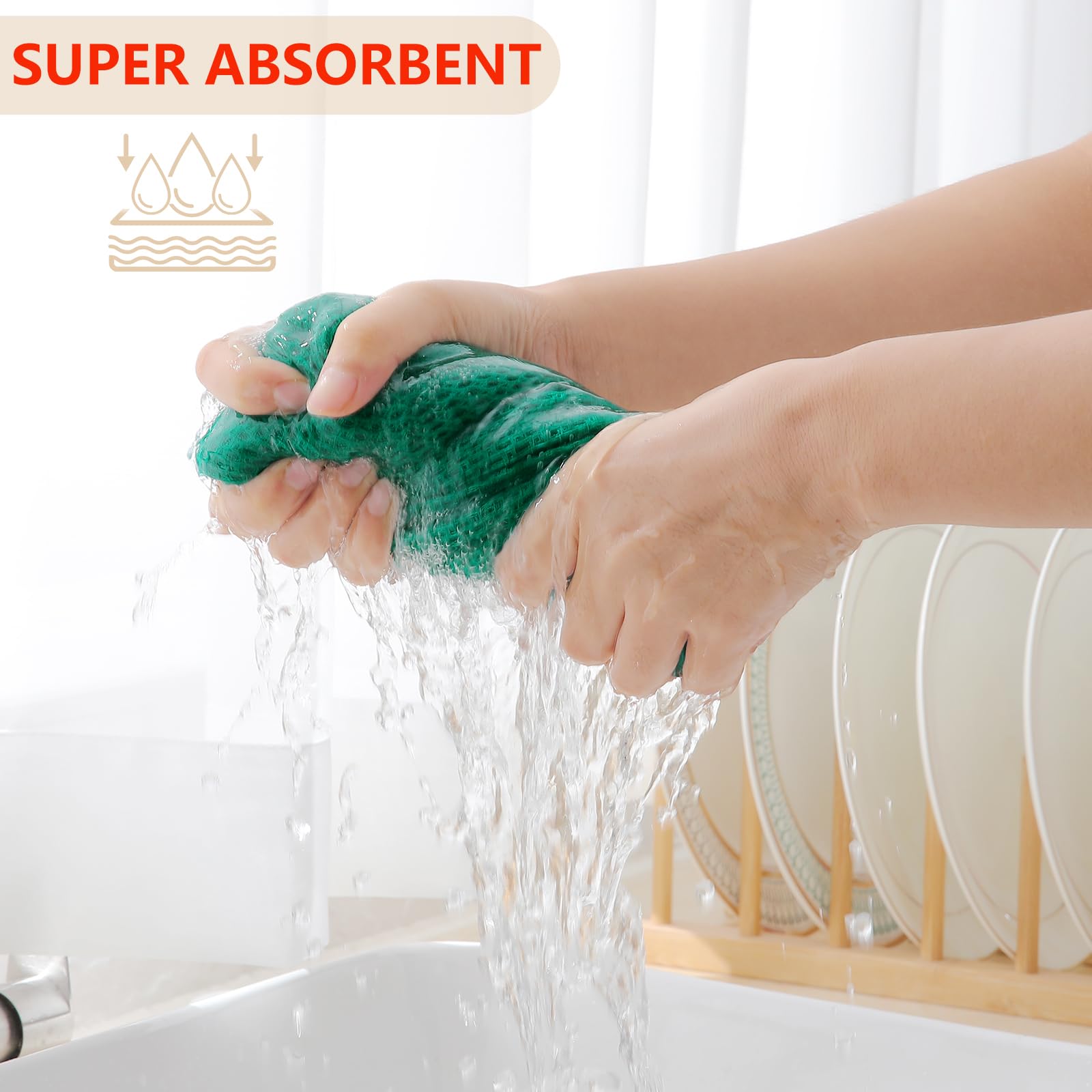 Homaxy dishcloths quick dry feature shown by airflow after washing