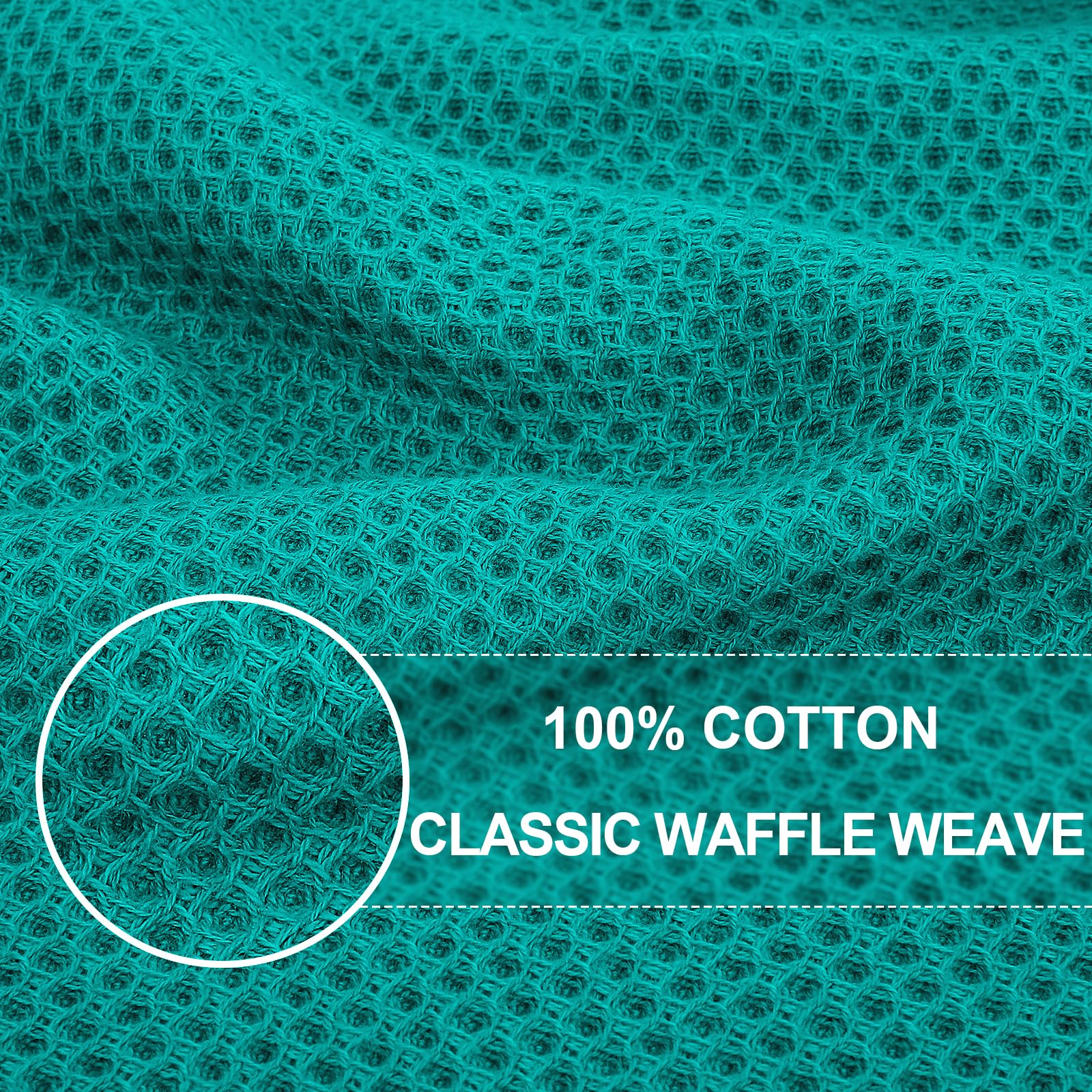 Close-up of Homaxy teal dishcloths showing absorbent waffle fibers