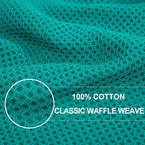 Close-up of Homaxy teal dishcloths showing absorbent waffle fibers