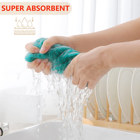 Homaxy teal dishcloths drying on rack for quick air-drying